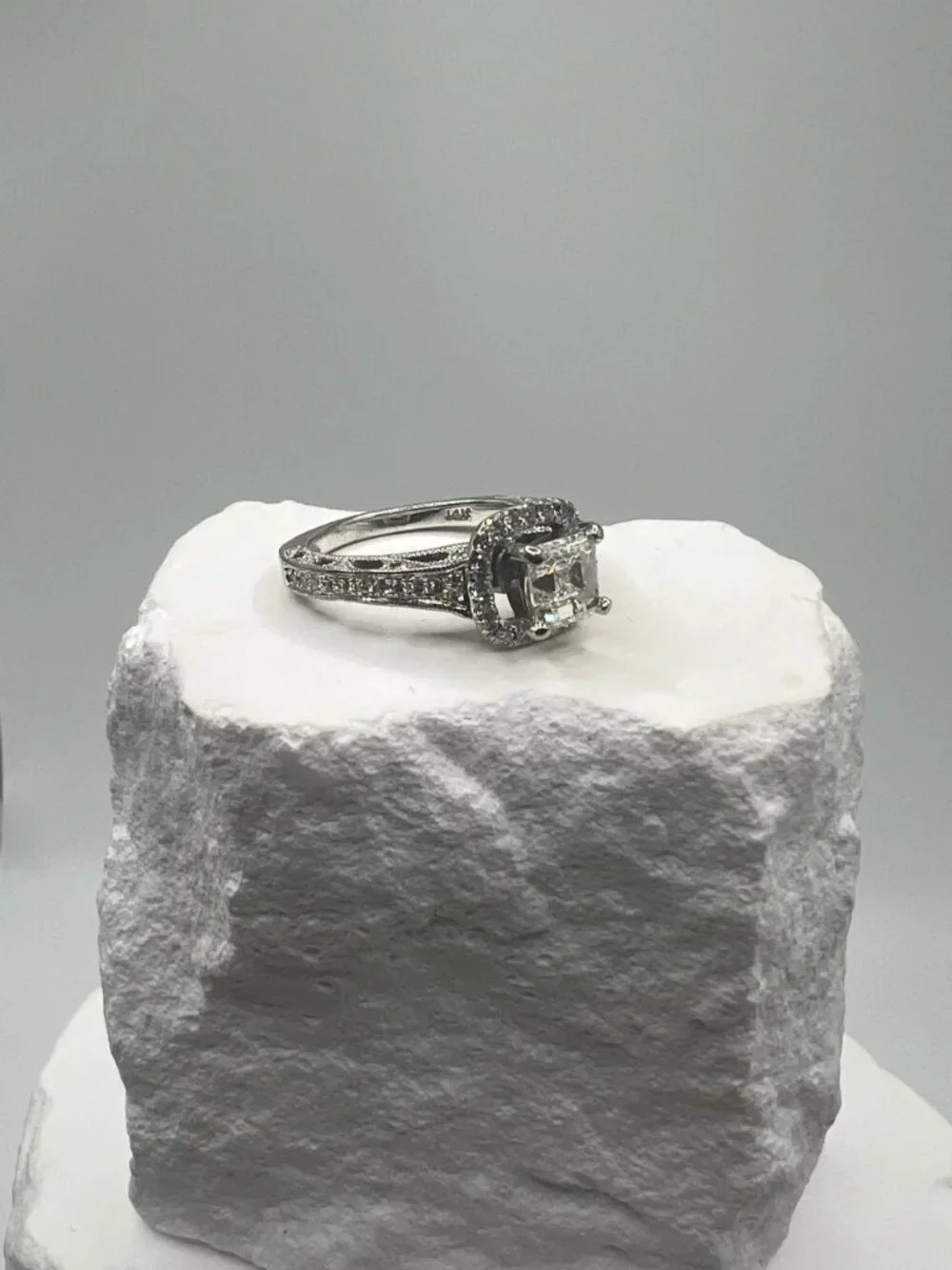 Vintage Selene Square Halo Ring